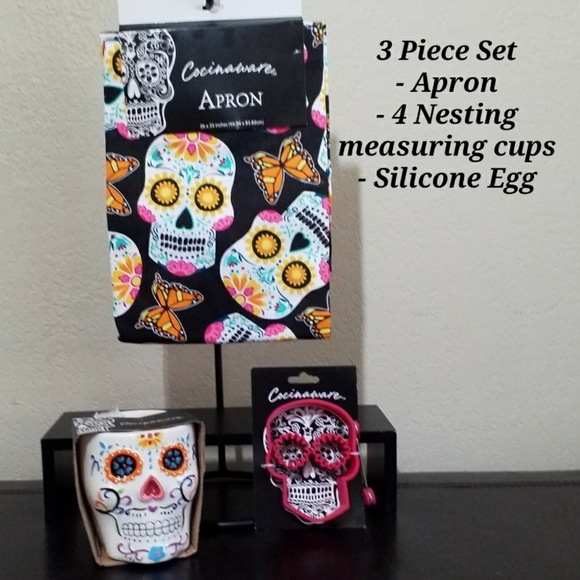 Other - Day of the Dead 3 piece set Sugar Skull apron